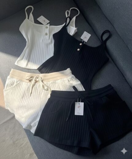 ست تاپ و شورتک پفکی زنانه