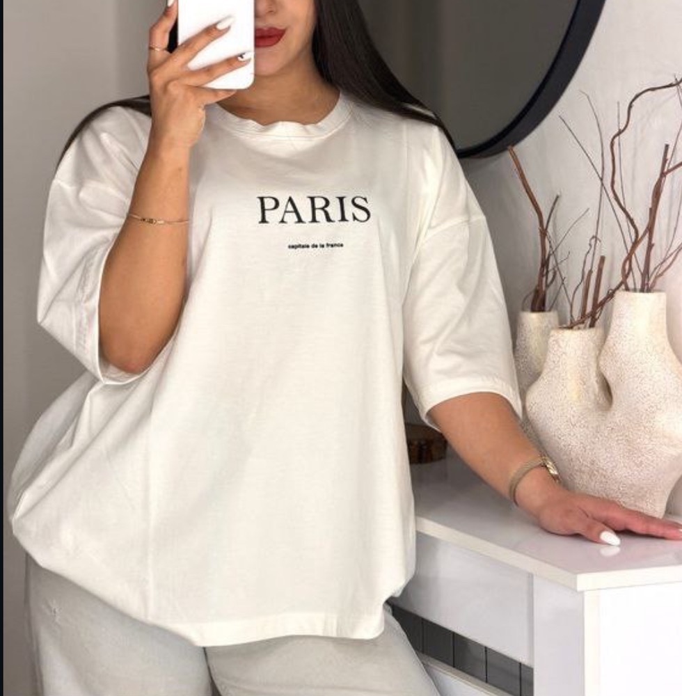 IMG_0649(1) تیشرت باکسی PARIS زنانه - Image 1