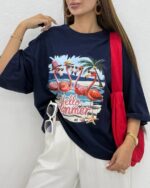 تیشرت باکسی Hello summer زنانه - Image 4