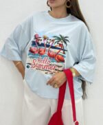 تیشرت باکسی Hello summer زنانه - Image 6