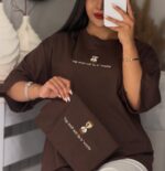 تیشرت باکسی ساعت شنی زنانه - Image 2
