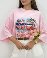 تیشرت باکسی Hello summer زنانه