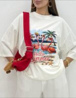 تیشرت باکسی Hello summer زنانه - Image 5