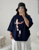 تیشرت باکسی چهره زنانه - Image 3